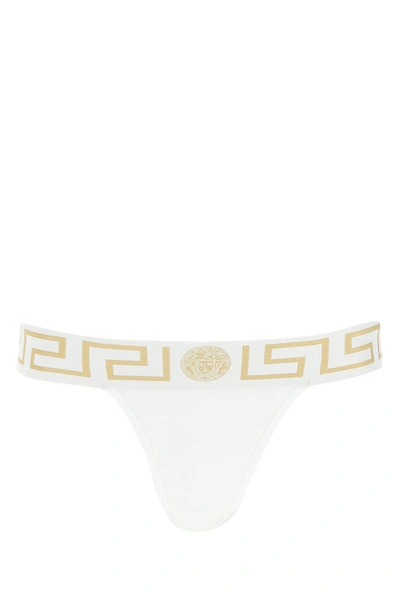 Versace Lilac Stretch Cotton Thong Nd  Donna I In Brown