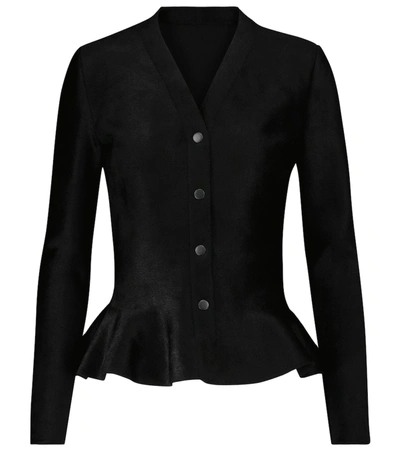 Alaïa Iconic Velvet Cardigan In Black