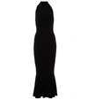 Norma Kamali Halter Turtleneck Side Slit Dress In Black