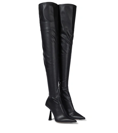 Jimmy Choo Bryson 100 Faux Leather Over-the-knee Boots In Black
