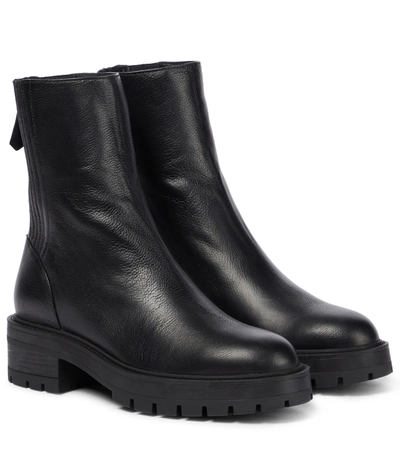Aquazzura Saint Honore Combat Almond-toe Boots In Black