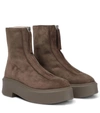 The Row Zipped Boot 1 Suede Ankle Boots In Brown