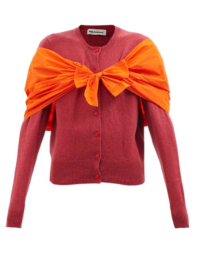 Molly Goddard Arietta Taffeta-shawl Wool Cardigan In Rot