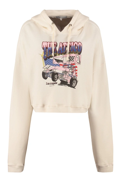 Attico The  Graphic Print Hoodie In Beige