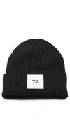 Y-3 Logo-patch Merino Beanie In Black