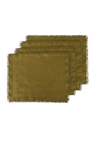 Hawkins New York Essential Set Of 4 Cotton Placemats In Olive