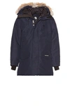 Canada Goose Men's Langford Arctic-tech Parka Jacket With Fur Hood - Fusion Fit In Atlantic Navy