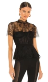 Simkhai Kehlani Grosgrain-trimmed Lace Bustier Top In Black