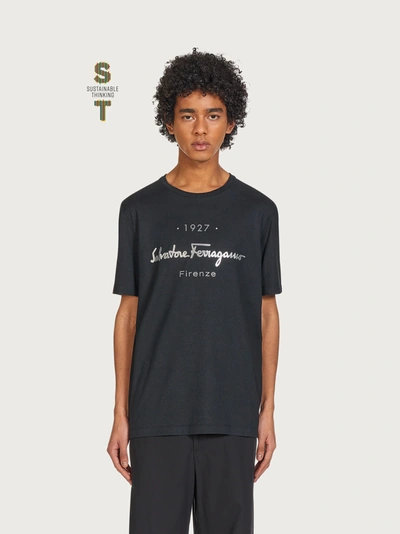 Ferragamo Logo-print Cotton T-shirt In Black