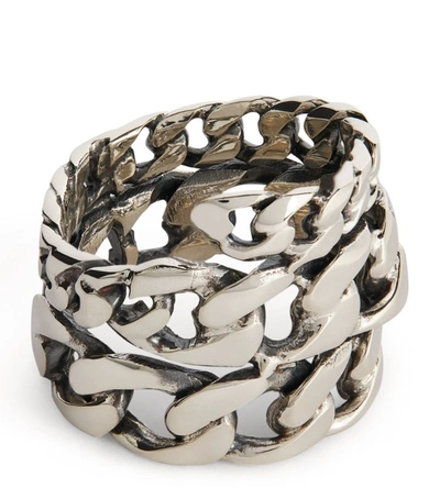 Emanuele Bicocchi Sterling Silver Spiral Chain Ring