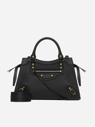 Balenciaga Women's Leather Handbag Shopping Bag Purse Neo Classic In Black