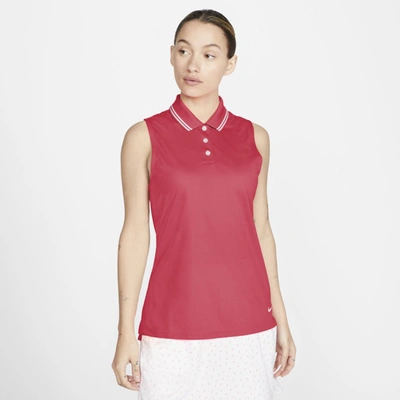 Nike Dri-fit Victory Women's Sleeveless Golf Polo In Fusion Red,white