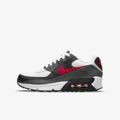 Nike Air Max 90 Ltr Big Kidsâ Shoes In White,iron Grey,black,university Red