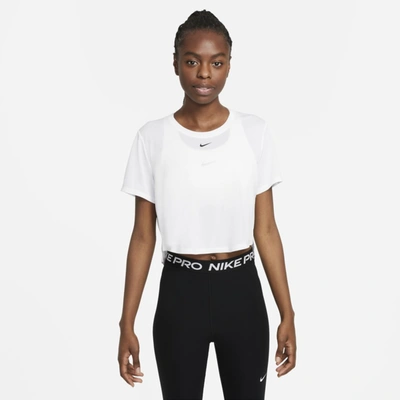 Nike Women's Dri-fit One Standard Fit Short-sleeve Cropped Top In White