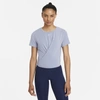 Nike Dri-fit One Luxe Women's Twist Cropped Short-sleeve Top In Grey