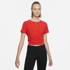 Nike Dri-fit One Luxe Women's Twist Standard Fit Short-sleeve Top In Chile Red