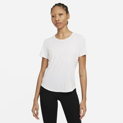 Nike Women's Dri-fit Uv One Luxe Standard Fit Short-sleeve Top In White