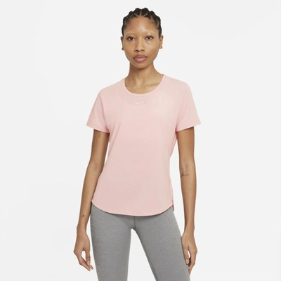 Nike Dri-fit One Luxe Women's Standard Fit Short-sleeve Top In Pink Glaze