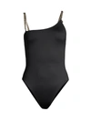 Stella Mccartney Chainlink Strap One-piece Swimsuit In Black
