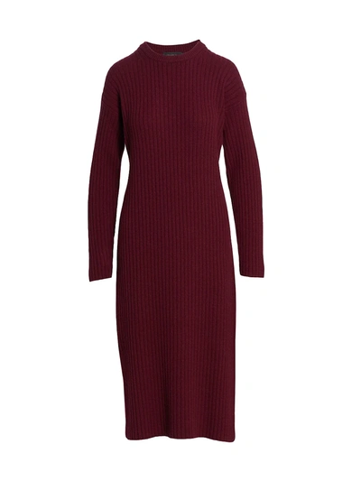Saks Fifth Avenue Slouchy Ribbed Wool-blend Midi Dress In Rhubarb