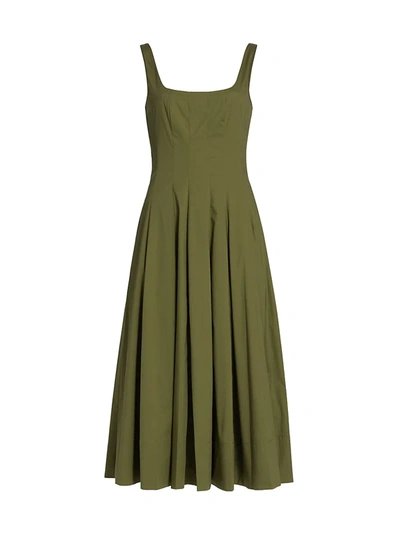 Staud Wells Midi Dress In Olive | ModeSens