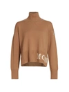 Moncler Logo Cashmere & Wool Mockneck Sweater In Beige