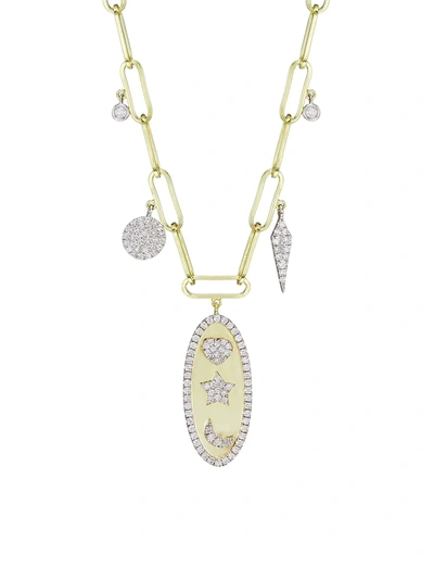 Meira T Men's Moon & Star 14k Yellow Gold & Diamond Charm Necklace
