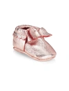FRESHLY PICKED BABY GIRL'S ROSE GOLD BOW SOFT SOLE MOCCASINS,400013915320