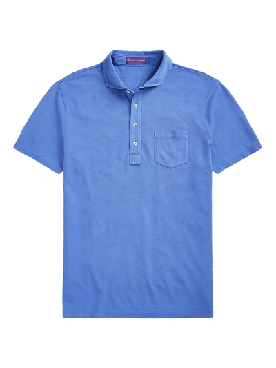 Ralph Lauren Slim-fit Washed Piqué Polo In Blue