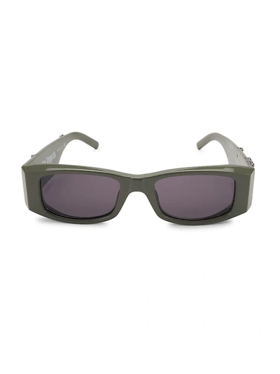 Palm Angels 18mm Rectangle Logo Sunglasses In Green