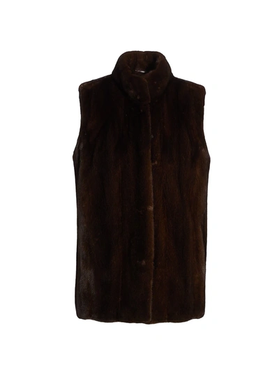 The Fur Salon Mink Fur Stand-collar Vest In Mahogany
