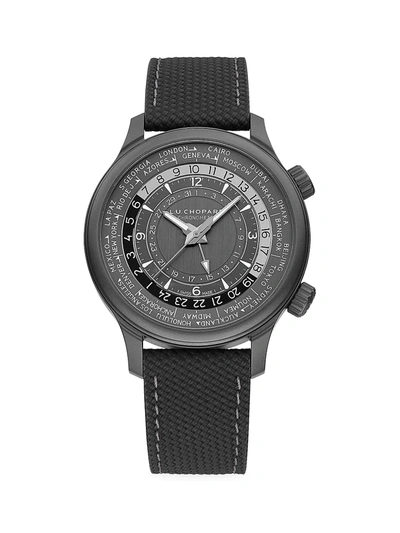 Chopard L.u.c. Time Traveler One Limited Edition Automatic World Time 42mm Stainless Steel And Rubber Watch, In Black