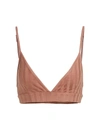 Jonathan Simkhai Standard Rikki Compact Ribbed Triangle Bralette In Light Brown