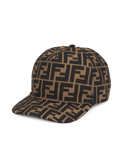 Fendi Kids' Unisex Canvas Pumpkin Baseball Cap In Brown