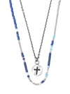 JAN LESLIE STERLING SILVER CHAIN & BEADED CROSS NECKLACE,400014523795