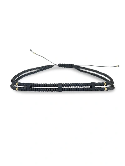 Jan Leslie Beaded Double-strand Cord Bracelet In Black