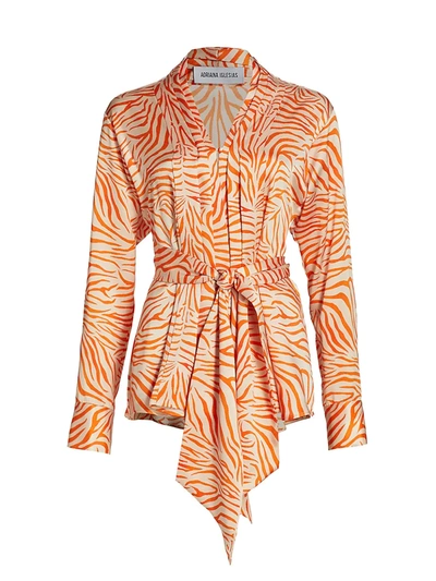 Adriana Iglesias Enza Silk Top In Orange Zebra