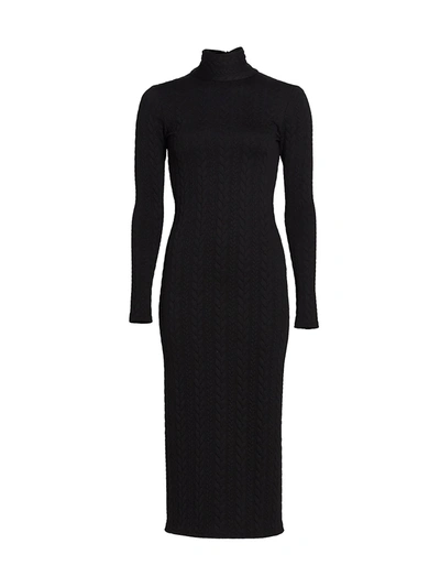 Adriana Iglesias Mina Open-back Midi Dress In Black Cable Knit