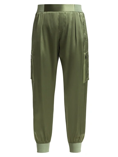 Atm Anthony Thomas Melillo Silk Cargo Pull On Pants In Agave