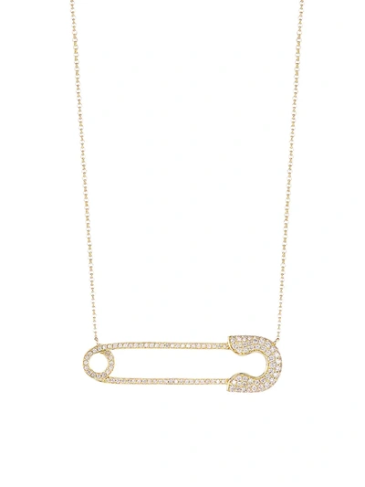 Nina Gilin Women's 14k Yellow Gold & Diamond Safety Pin Pendant Necklace
