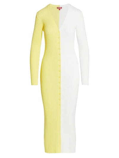 Staud Shoko Colorblock Sweaterdress In Limoncello