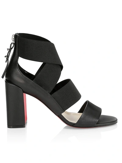 Christian Louboutin Elasticized Strap Leather Sandals In Black