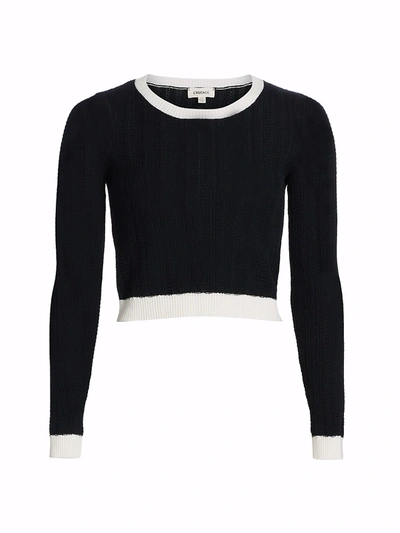 L Agence Aceline Wool Crewneck Sweater In Ivory Black