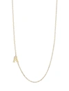 Anzie Love Letter 14k Yellow Gold Single Diamond Initial Necklace In Initial A