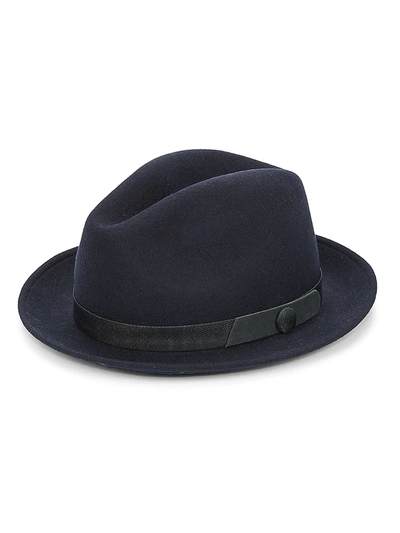 Saks Fifth Avenue Collection Banded Wool Fedora In Navy