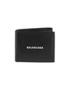 Balenciaga Men's Leather Logo Bifold Wallet In Black