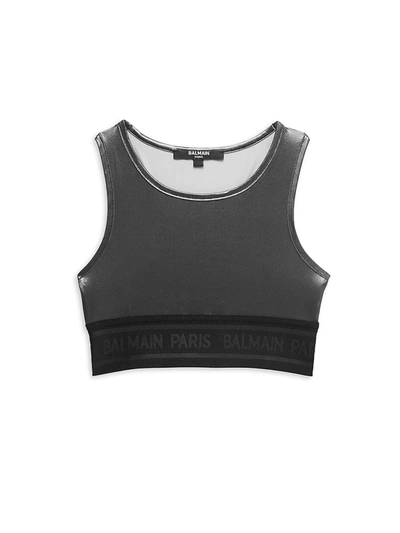 Balmain Kids' Little Girl's & Girl's Graffiti Pop Active Sports Crop Top In Black