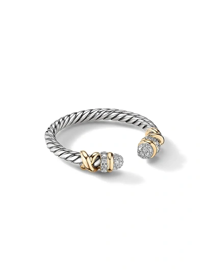 David Yurman Women's Petite Helena Open Ring With 18k Yellow Gold And Pavé Diamonds