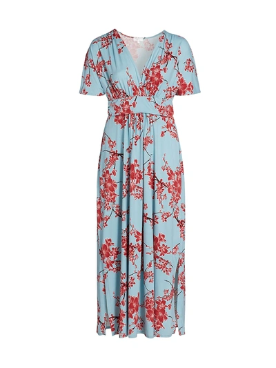 Kiyonna Women's Vienna Short-sleeve Maxi Dress In Cherry Blossom Print