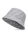 Fendi Logo-print Stretch Wool Bucket Hat In Grey